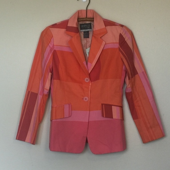 LAFAYETTE 148 Petite Peach Multi Stripe Blazer NWT - Picture 1 of 8